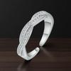 925 Sterling Silver Adjustable Ladies Ring with Twisted Diamond Pattern - Lucky Friendship Design