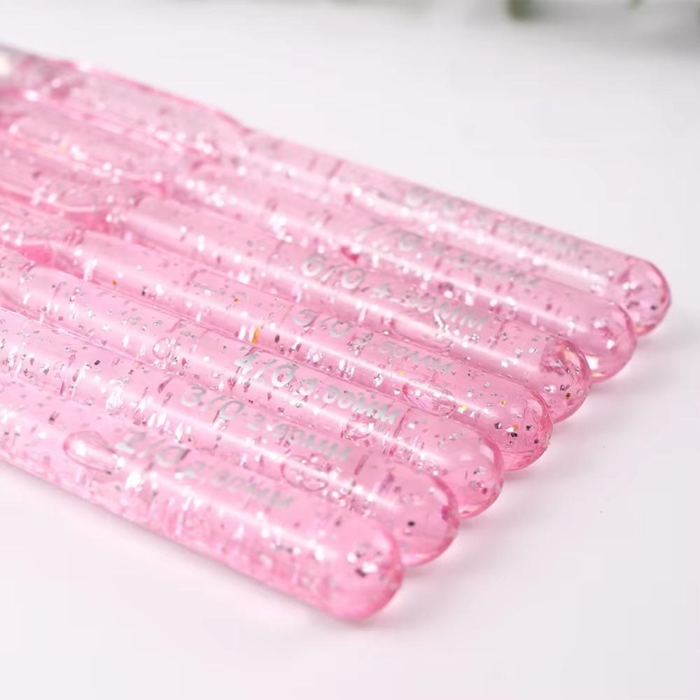 7 PCS Aluminum Crochet Hooks Set (2.0-5.0mm) with Colorful Clear Handles for Yarn Knitting DIY Hats Scarves Amigurumi Crafts