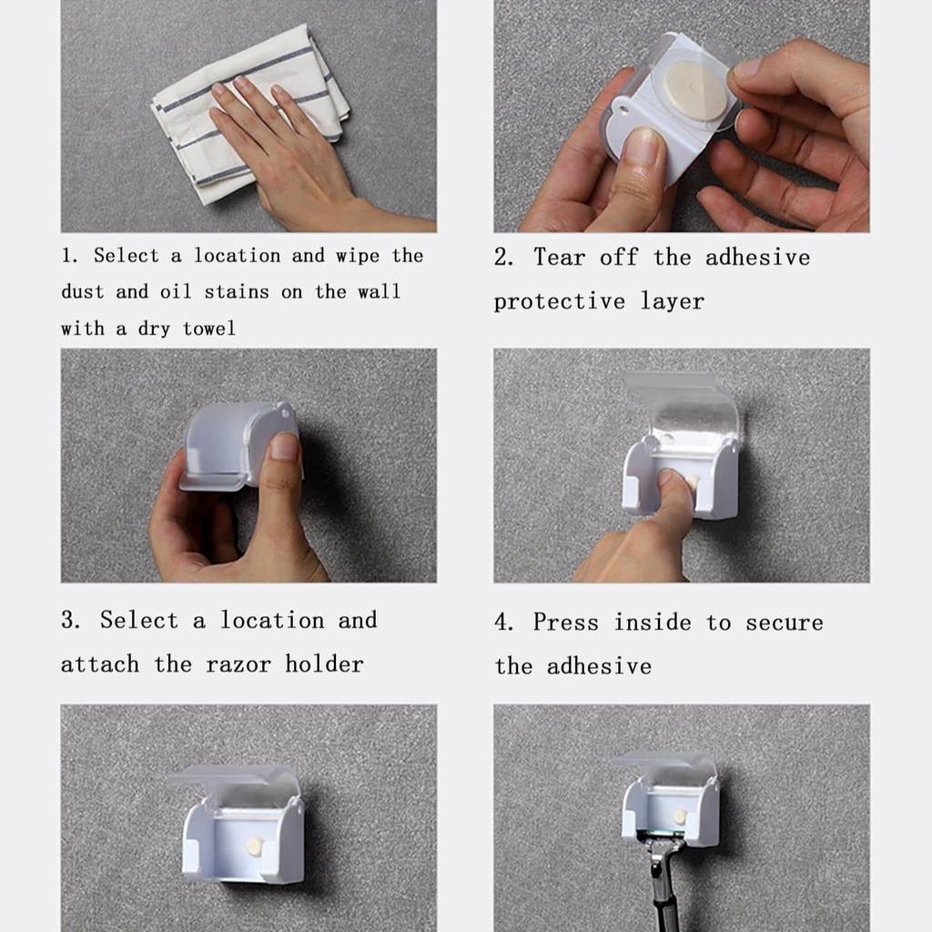 1PC-Men Shaver Razor Brush Blade Holder Storage Bathroom Wall Sucker Suction Cup Hook Stand Hanger Rack Shelf Dust