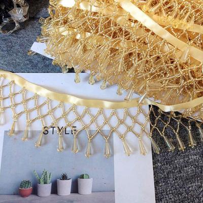 Fleco de Borlas de 90 cm Adorno de Encaje con Cuentas de Cristal Tela de Encaje Bordado DIY Cortina Vestido Costura Prenda Materiales para Tocado