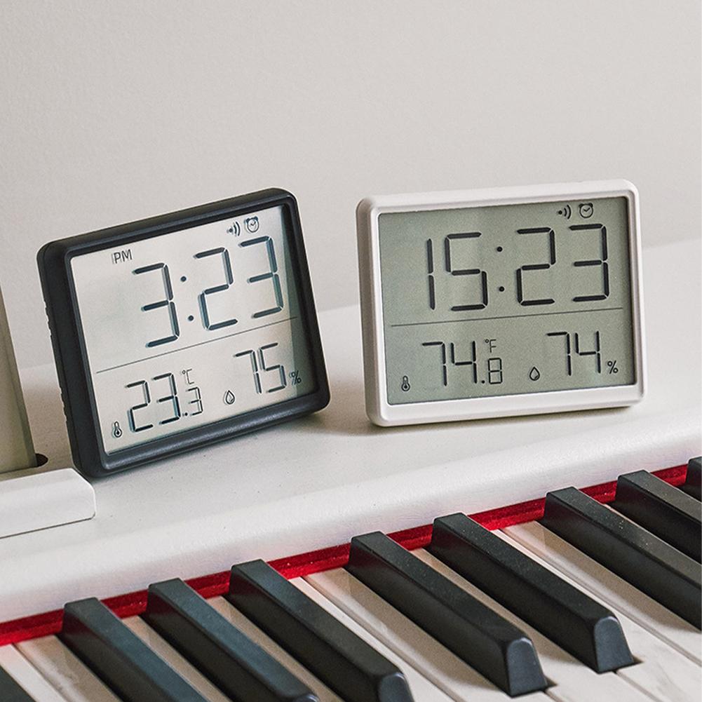 Multifunctional Alarm Clock with Temperature and Humidity Display Voice Control Backlight Snooze Function Easy Operation