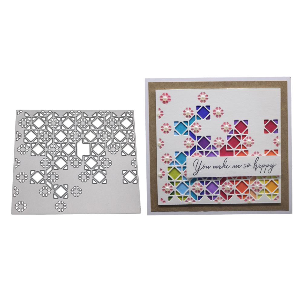 Square Frame Grid Snowflakes Metal Silvery Stencil Embossing Cutting Dies For Diy Scrapbooking Paper Album Cards Making