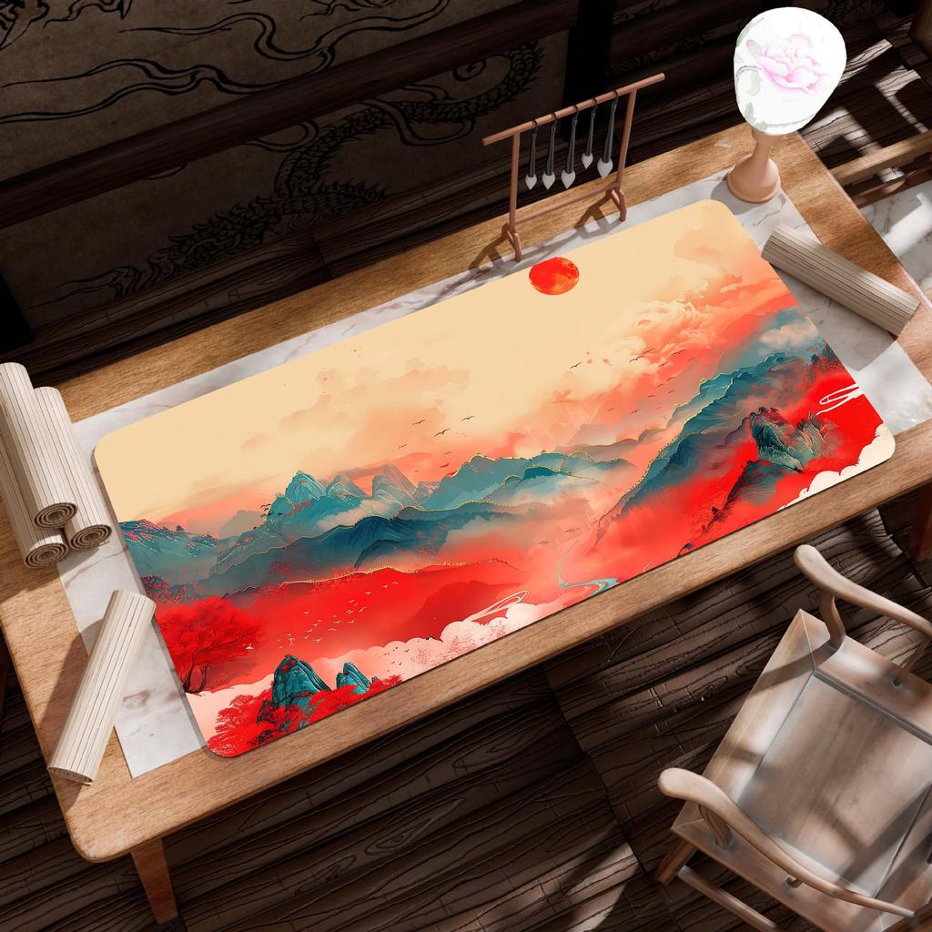 Extra Large Ancient Landscape Mouse Pad - Thick, Lock Edge, One-Piece Desk Mat