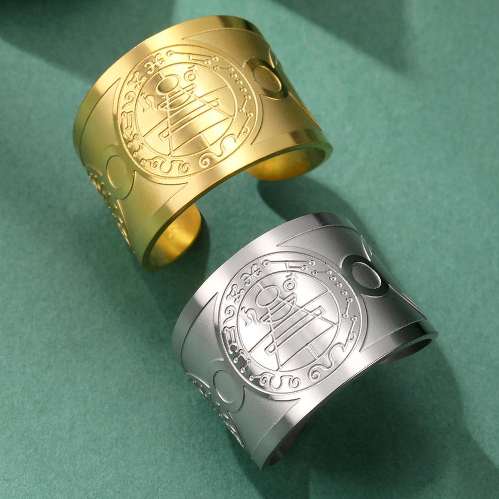 Stainless Steel Religious Adjustable Ring for Men Catholic Christian Faith Amulet Saint Benedict of Nursia Finger Rings Jewelry