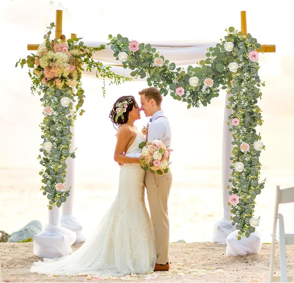 Greenery Garland Silk Artificial Spring Vines Eucalyptus Garland Handcrafted Artificial Eucalyptus Leaves For Wedding Home Decor