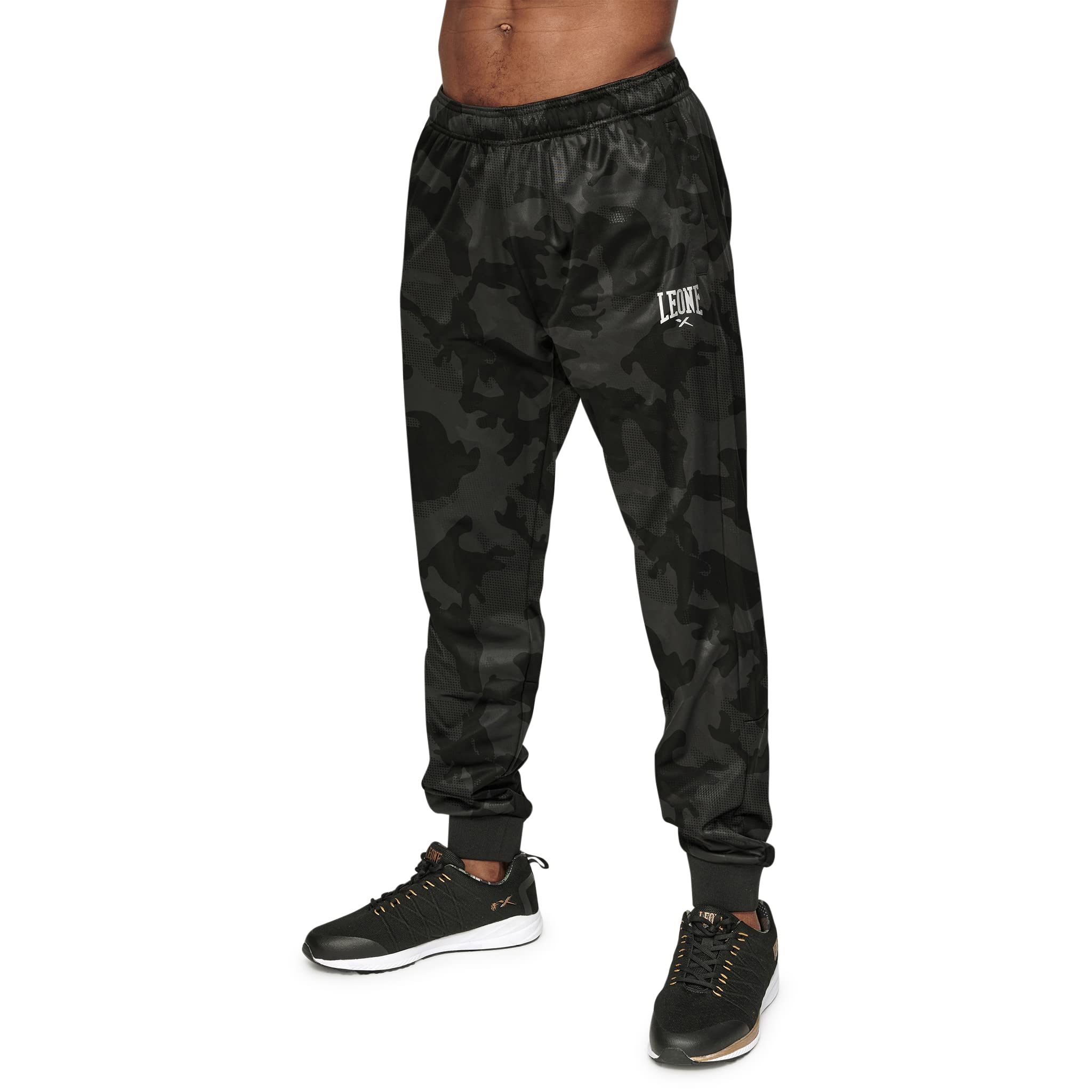 

Leone 1947 Trousers Camo Black Sports Training Slim with Lightweight Size AB307 Pants, Unisex, Fit, Pockets, Polyester, XXL, Black, [Authentic] чорний