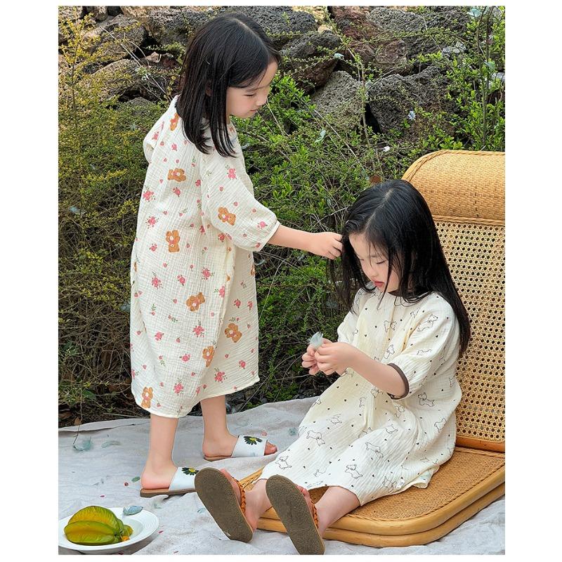 Sweet Short Sleeve Girls Kids Sleep Dress Casual Summer Home Nightgown