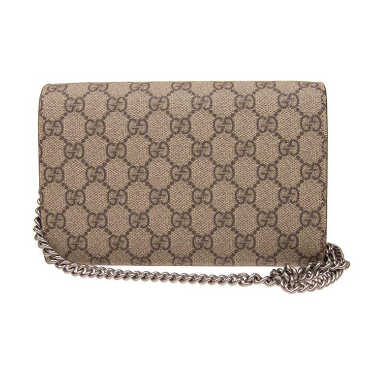 Gucci Dionysus Woc Chain Tiger Head Clasp Logo Red Lining Canvas Wallet Crossbody Shoulder Bag Women Bags Dark-Brown 401231-KHNSN-8698