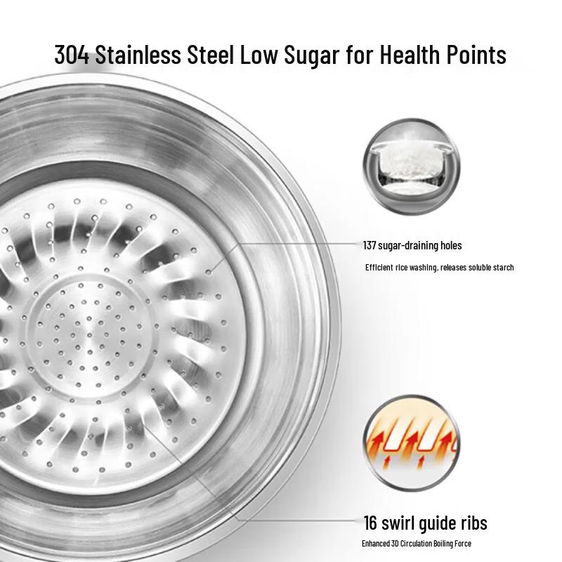 Supor 4L IH 316L Stainless Steel Low-Sugar Rice Cooker CN plug (adapter included)