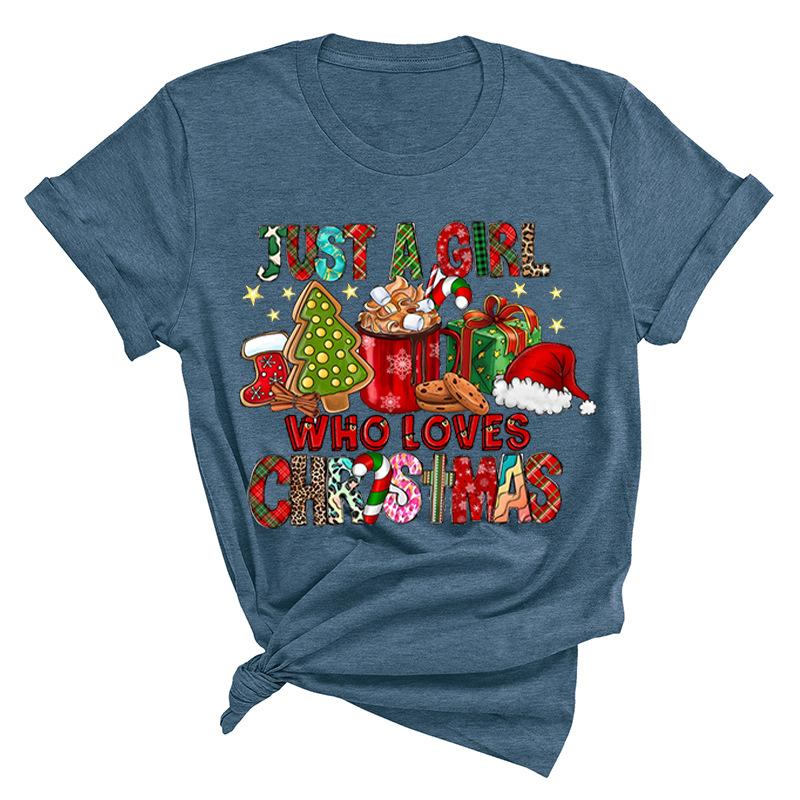 Christmas Printed Fashionable Women's T-shirt Christmas Trend Pure Cotton Casual Sportswear T-Shirts Women’s