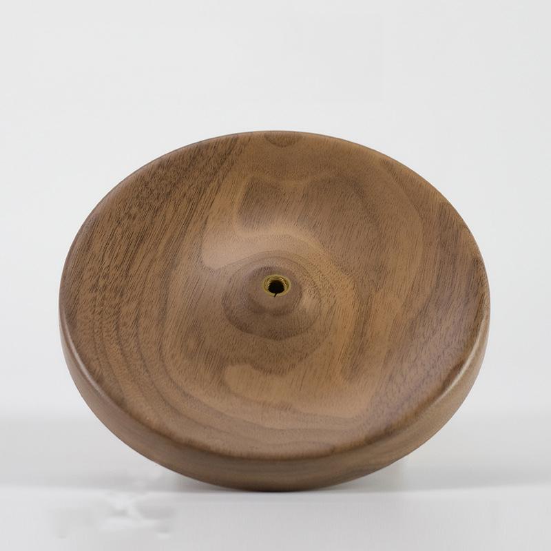 HeMu Curved Walnut Wood Headphone Stand with Brass Accent, Curved Anti-scratch Holder for Premium Over-ear Headsets