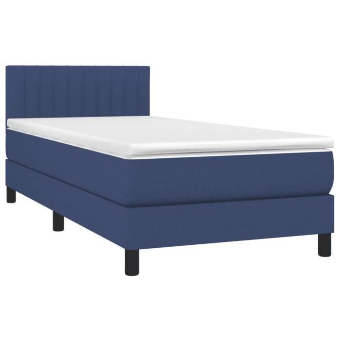 VidaXL Lit à sommier tapissier avec matelas Bleu 90x190 cm Tissu 3140183