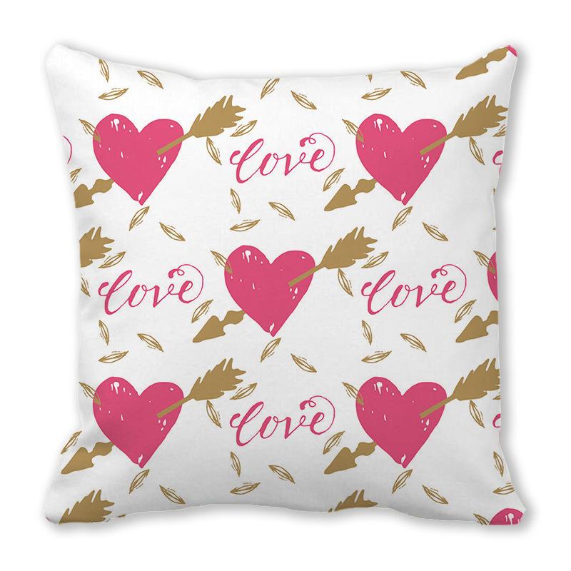 Home Decor Valentine's Day Love Patterns Pillow Covers Pattern Cushion Cover Suitable for Sofa Bedroom Car Pillow Cover