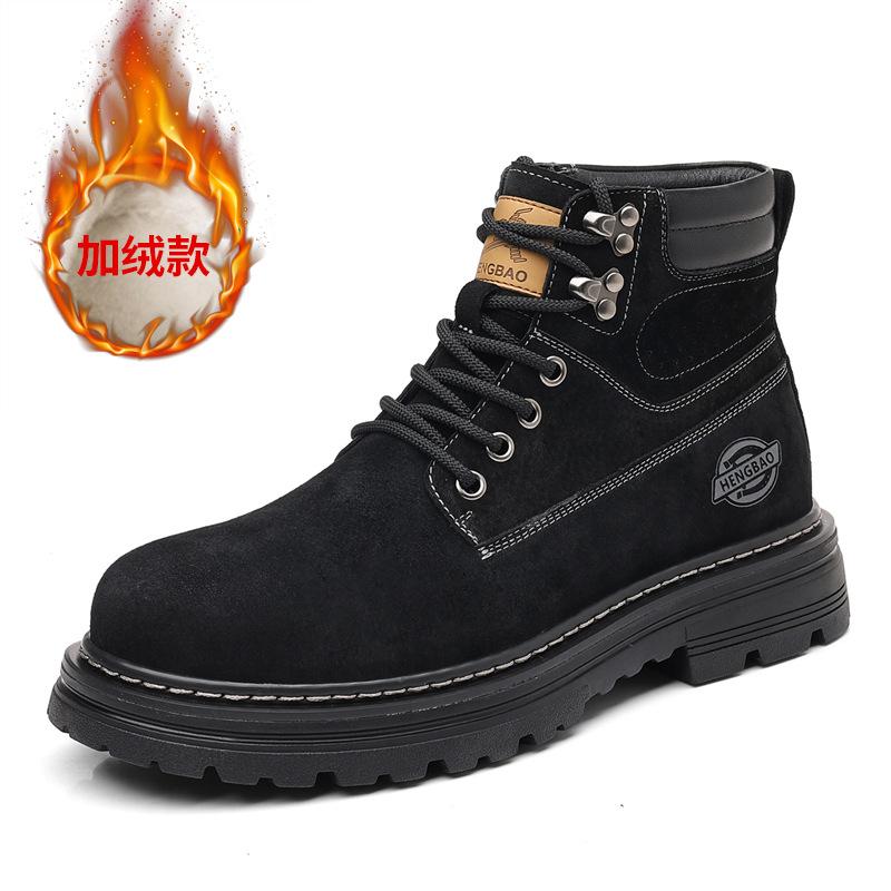 Autumn Winter New Genuine Leather Boots for Men Retro High Top Platform Shoes Male Fashion Casual Designer Work Yellow Boots Man