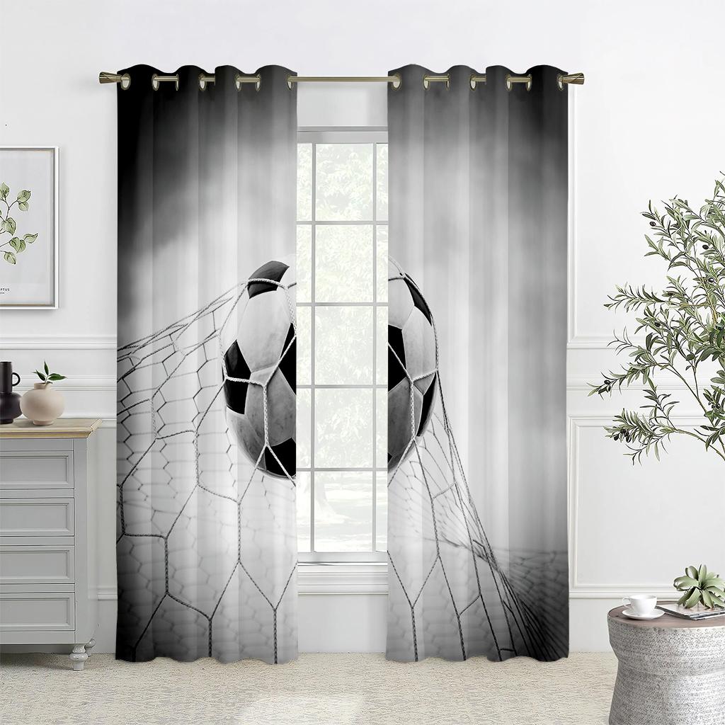 Children's Favorite Football Curtains, 2 Panels, Soccer Lovers, Home Decor, Living Room, Bedroom, Balcony, Kids Room