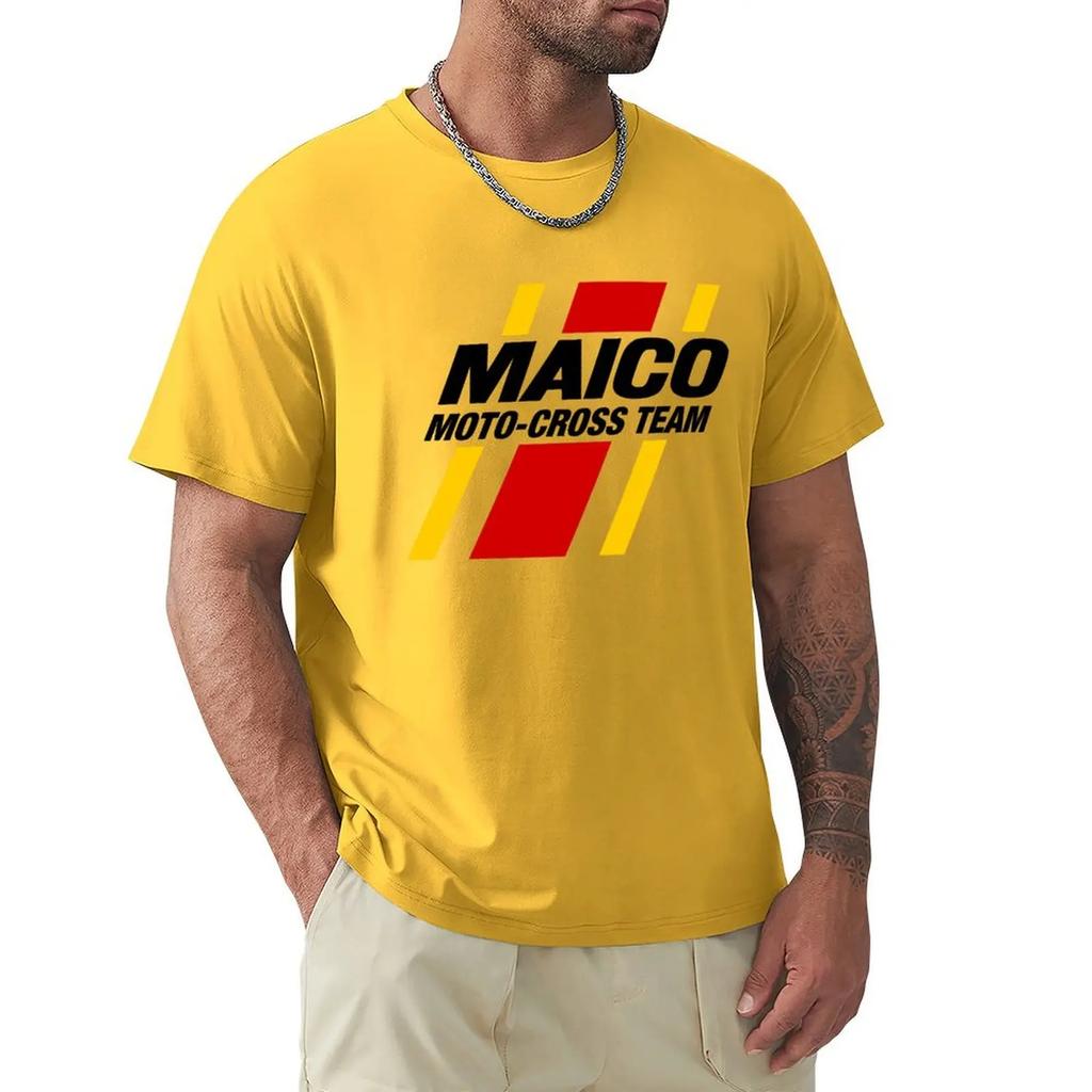 Maico Motocross Team Graphic W Red Yellow Stripes Tshirt Aesthetic Clothes Customizeds Blanks Unisexs Clothing Short Sleeve