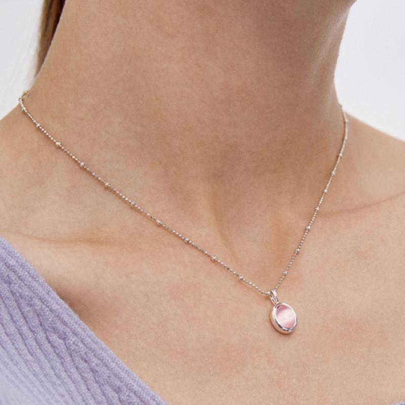 Tatiana (SILVER925) Colored Bean Gemstone Necklace NZ2028