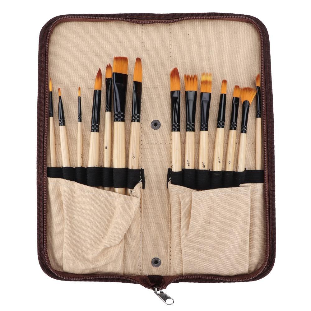 14PCS Tough Fiber Texture Multi-tip Nylon Brush Set Watercolor Paint Brushes Acrylic Artwork Making