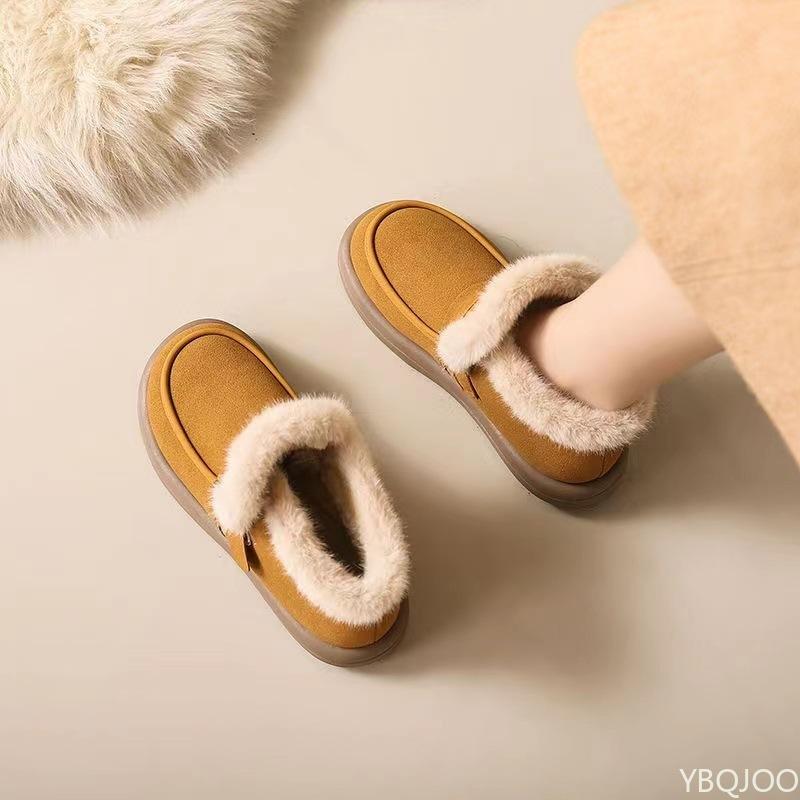 Fashion Snow boots for women winter new style with plush thick cotton boots for warmth flat bottomed soft soled women's cotton shoes
