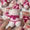 Hand Crocheted Cute Pink Bikini Pig Couple Handmade Keychains Unique Knitting Cartoon Doll Crochet Keychain Keys Bag Pendant