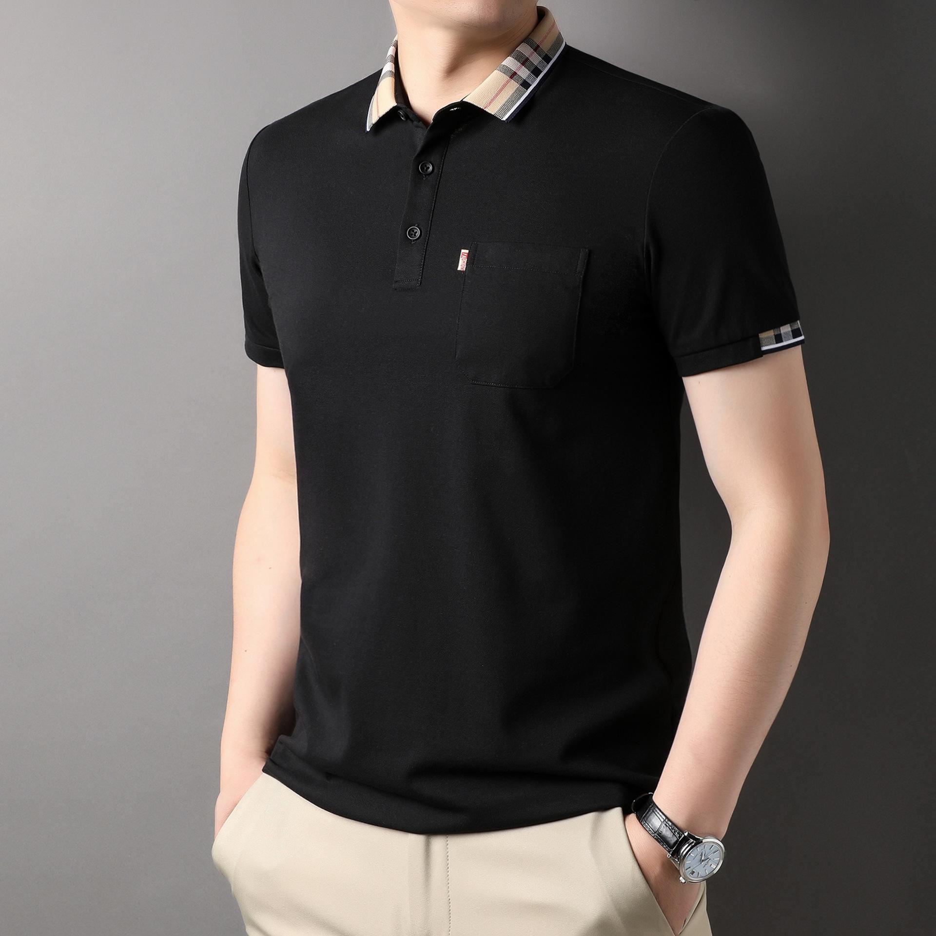 

Летняя мужская футболка с короткими рукавами, повседневная модная рубашка-поло с воротником-поло и карманом XL