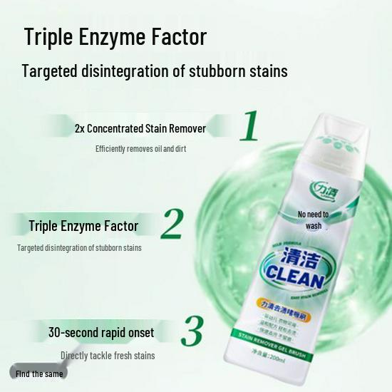 

Li Qing No-Wash Oil & Stain Remover Gel 200ml for Clothes, School Uniforms & Collars Spray Head