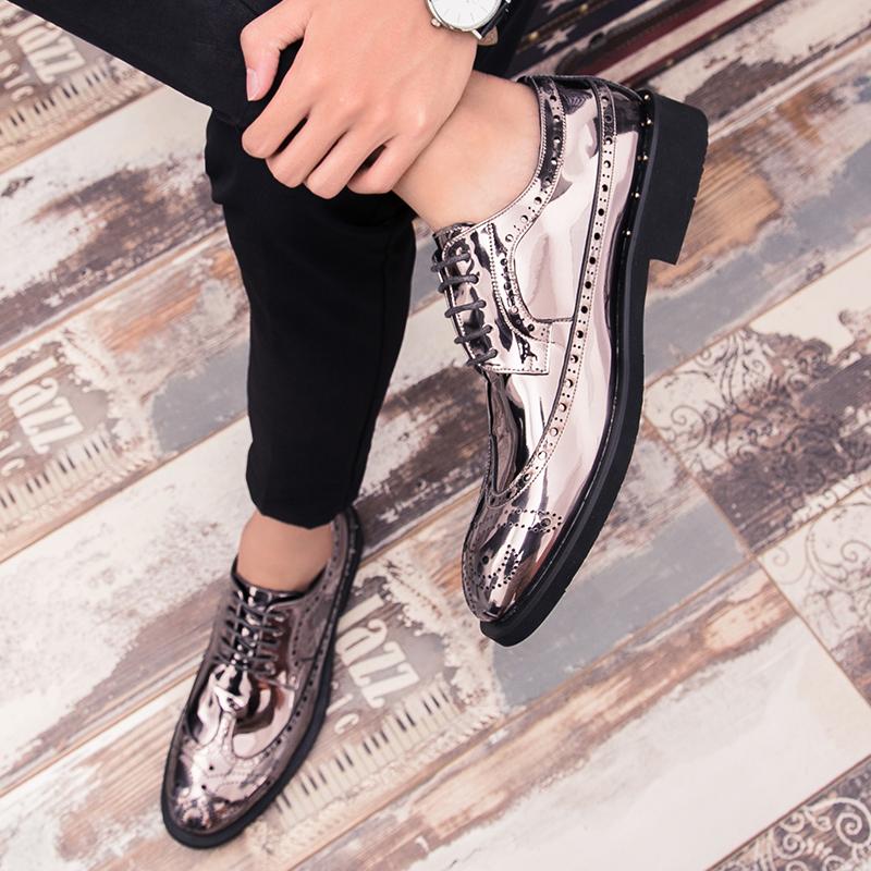 38-46 Herrstorlek Modeabla Retro Brittiska Läderskor Arbetsskor Bröllopsskor Utomhus Casual Läderskor