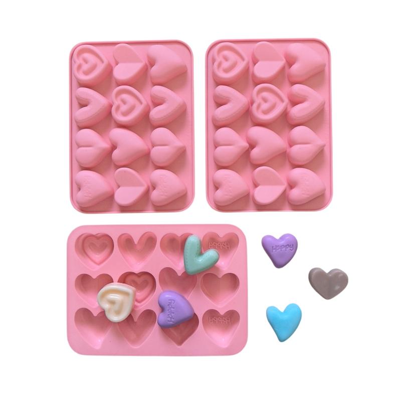 Silicone 12 Consecutive 6 Heart Shaped Chocolate Baking Mold Valentine's Day Candy Jelly DIY Cookie Cake Baking Tool
