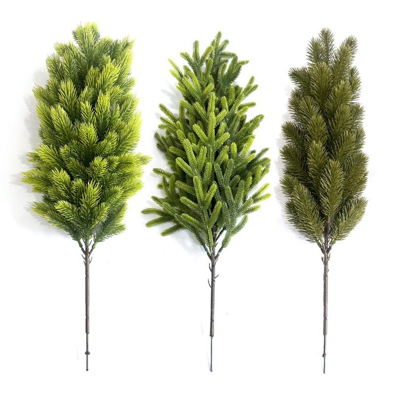 Artificial Green Plants, Artificial Pine Needles, Bunches, Christmas Single Pine and Cypress Indoor Flower Arrangement Decorations