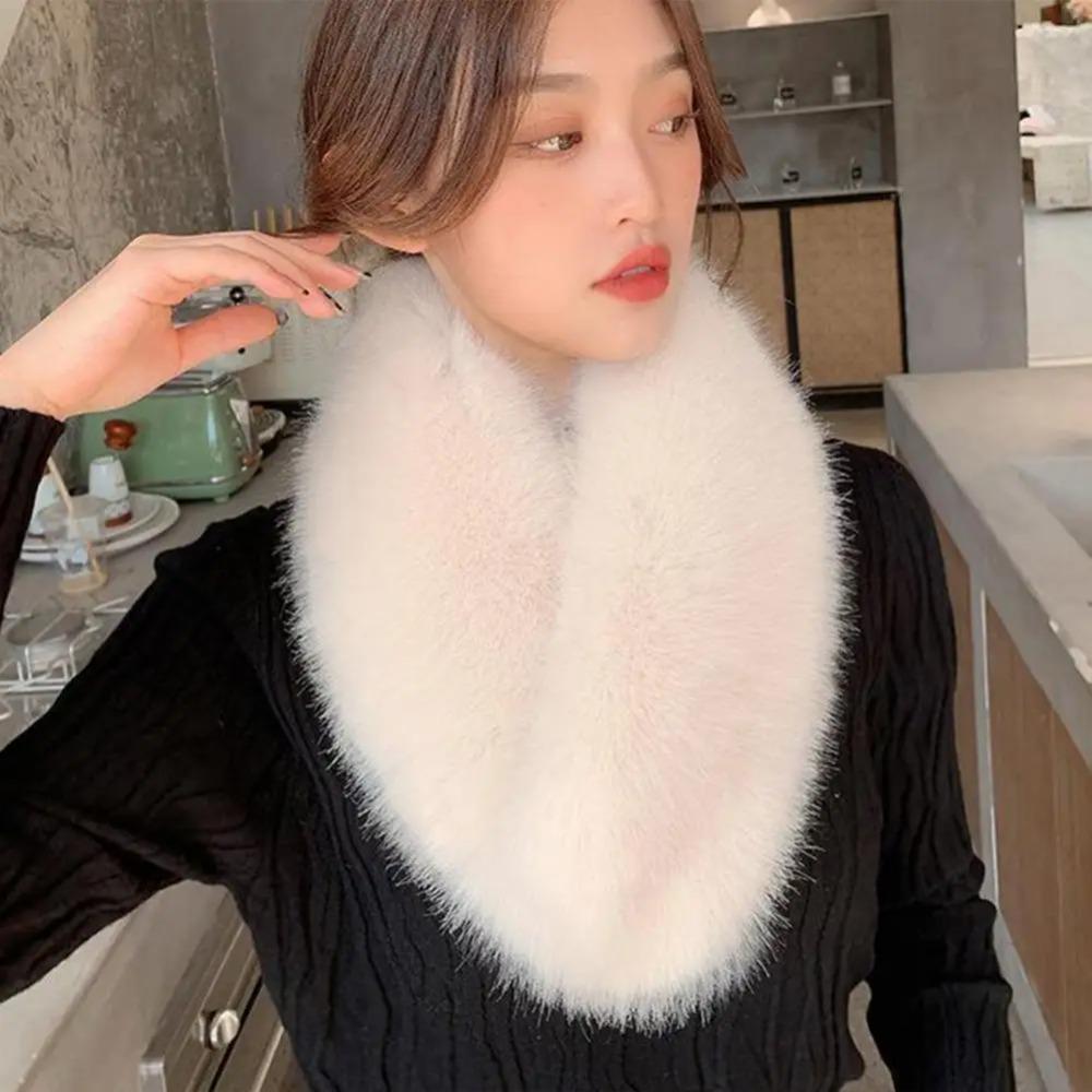 Plush Double Sided Scarf Thick Warm Fur Collar Trim Winter Neck Protection