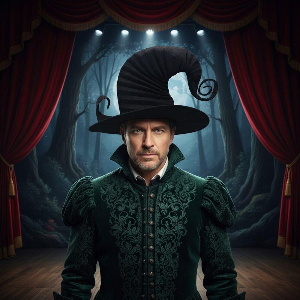 With Rope Pleated Wizard Hat Ruffle Edge Cosplay Party Witch Hat  Cosplay Costume