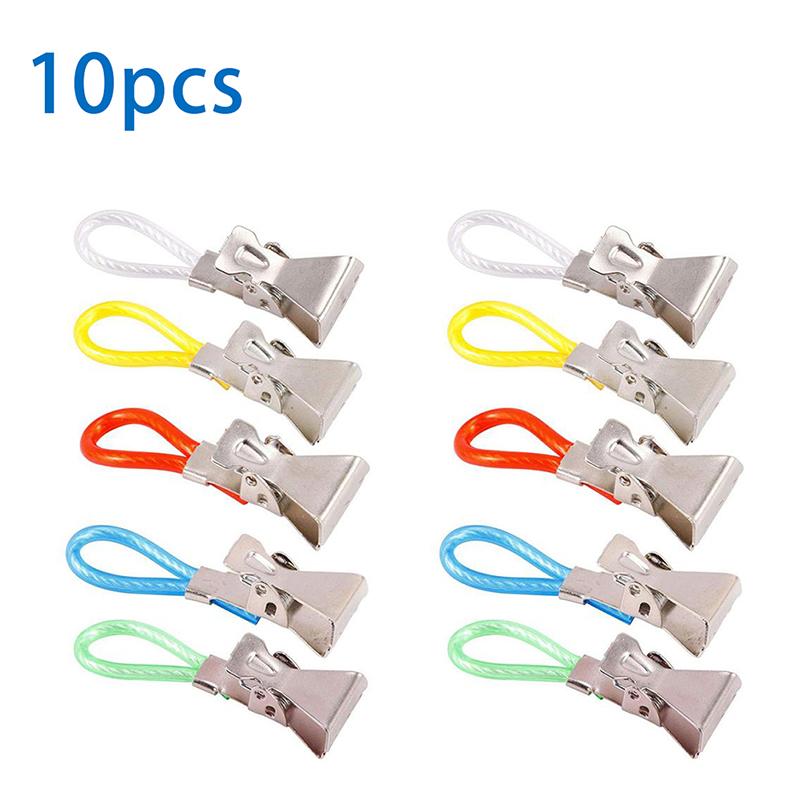 10Pcs Pack Portable Clothes Pegs Metal Colorful Laundry Tea Towel Hanging Clip