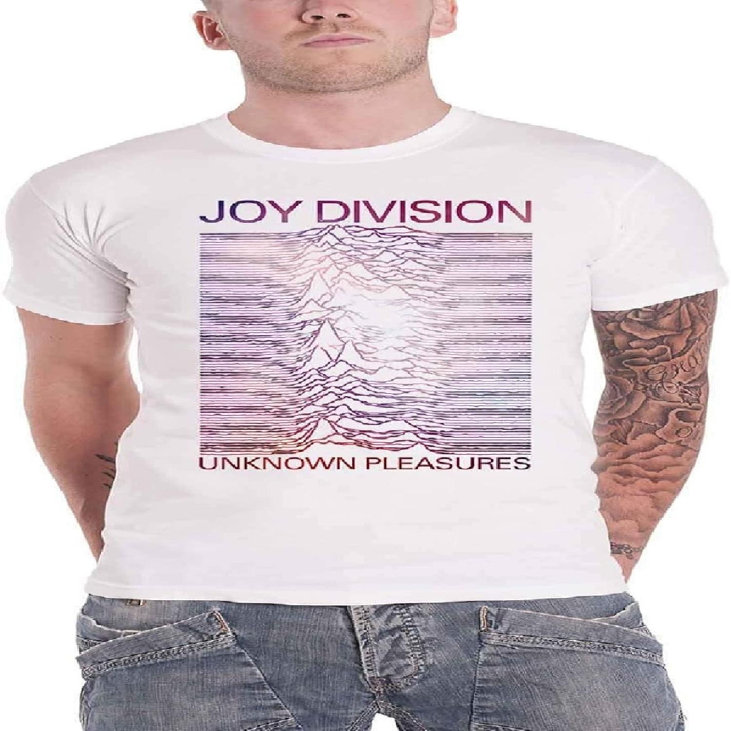 Men s Joy Division Space - Unknown Pleasures Gradient Slim Fit T-Shirt White S