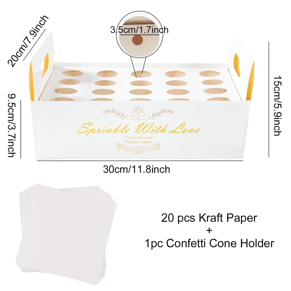 Kraft Paper Wedding Confetti Cone Holder Support Wedding Party Decor Supplies Confetti Cones Stand Box Tray Wedding Paper Cone