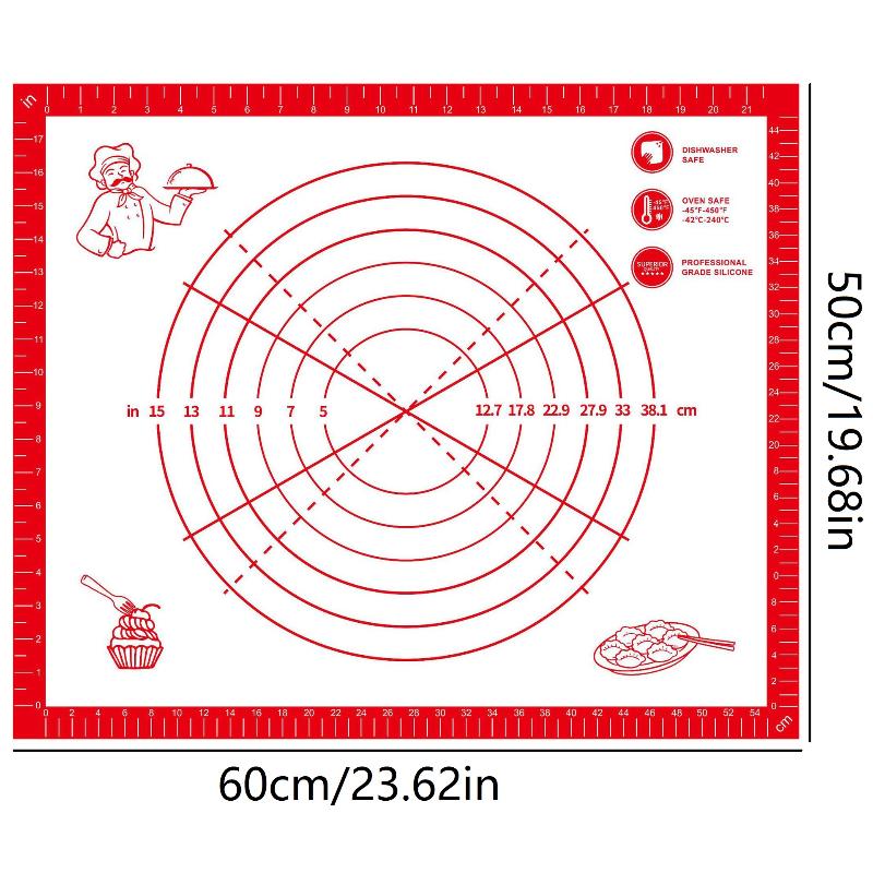1PCS Silicone Baking Mat – Non-Stick Kneading and Dough Pad for Pizza, Cake, and Cooking, Reusable Kitchen Bakeware