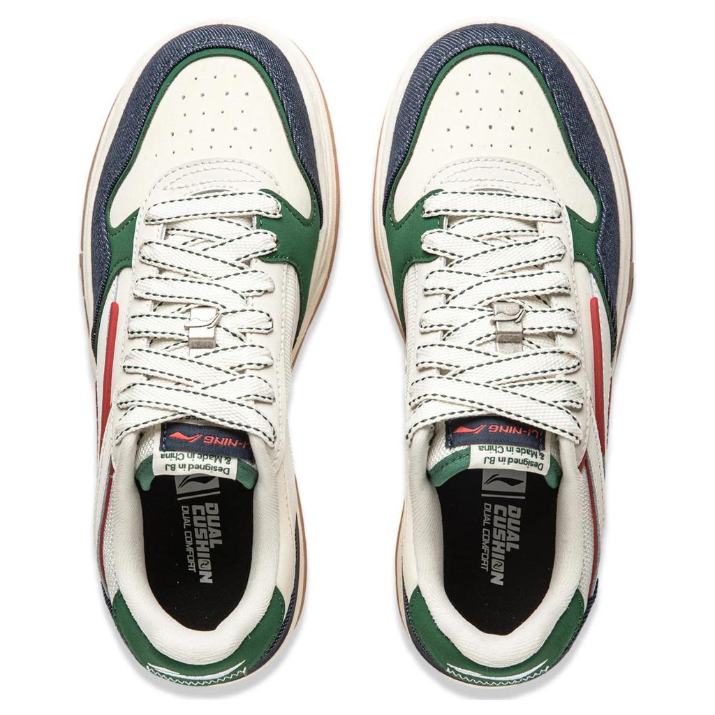 New LiNing Future C1 Anti-Slip Wear-Resistant Low-Top Skateboard Shoes Women's Beige Green AGCU068-4