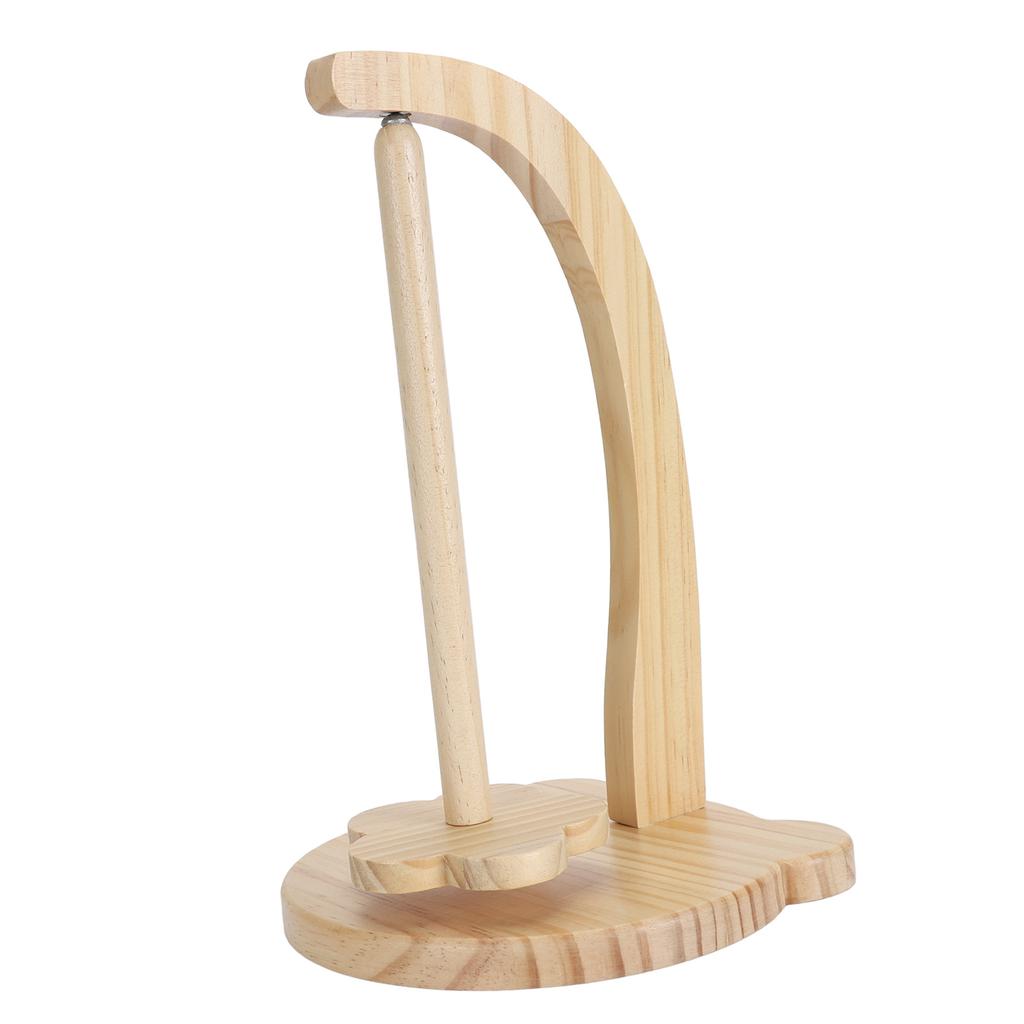 1 Set Yarn Holder Wooden Stable Bear Shaped Base Rotating Yarn Spinner for Crocheting Natural Color