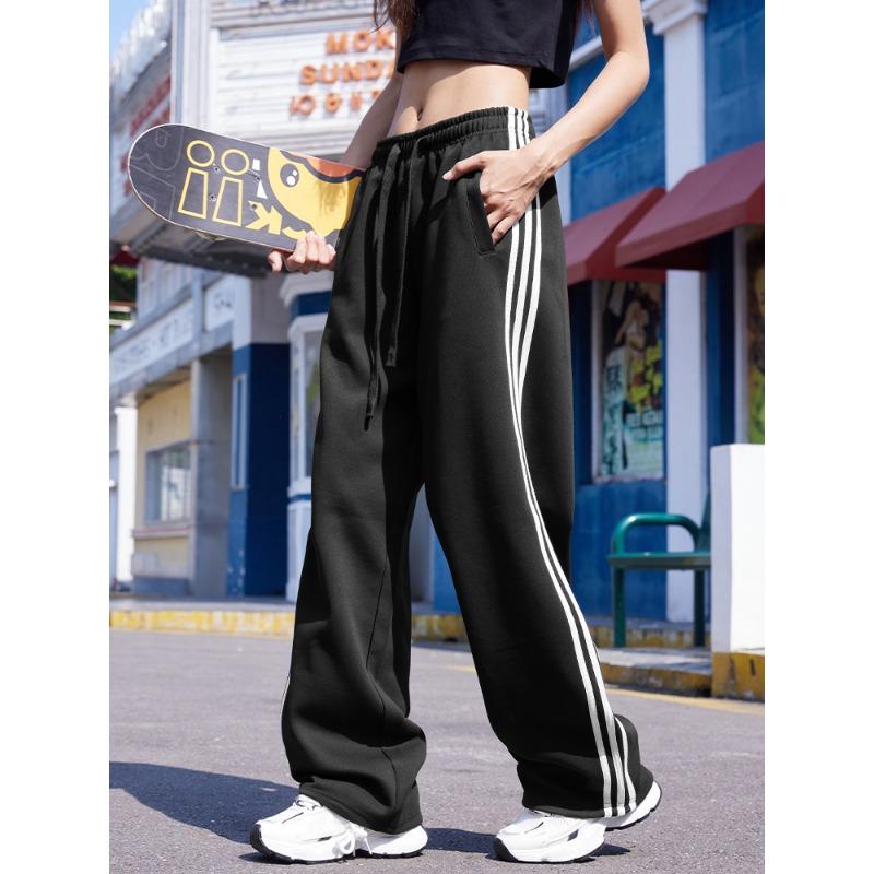 Spring and Autumn New Women's Loose Wide Leg Casual American Retro Sports Pants