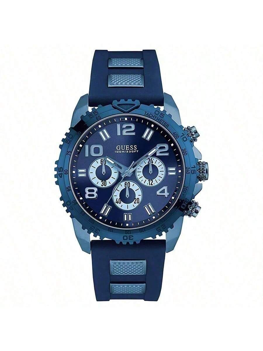 

Минималистичные повседневные часы с многофункциональным циферблатом, силиконовым ремешком и синим циферблатом, мужские спортивные кварцевые часы W0599G4