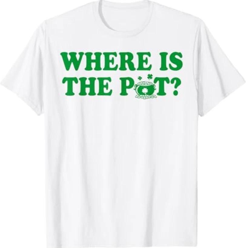 Where is The Pot Gold Shamrock St Patricks Day Lucky Clover T-Shirt M