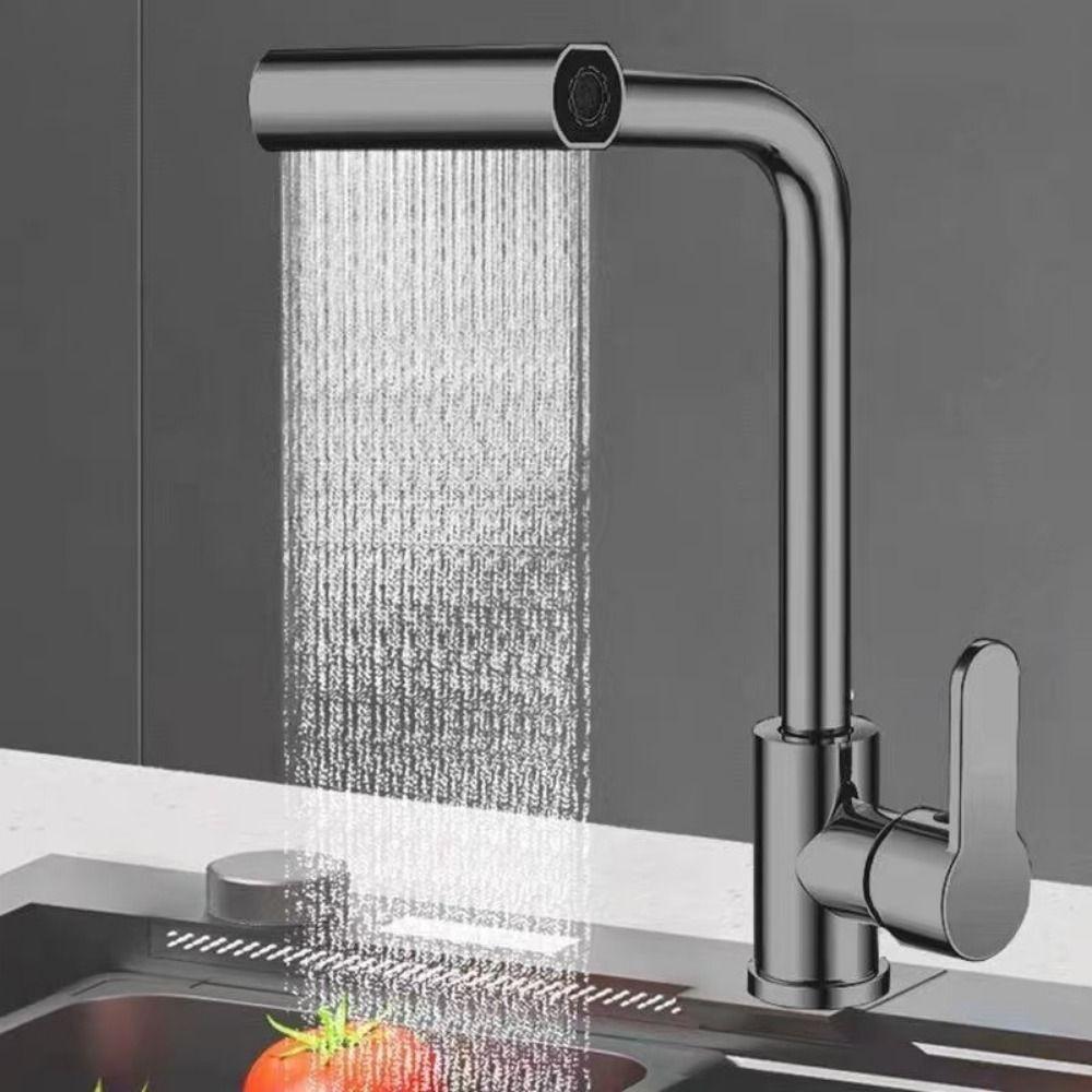 Multi-angle Rotating 4 Modes Waterfall Faucet 360°Rotating Swing Arm Faucet  Deck Mounted