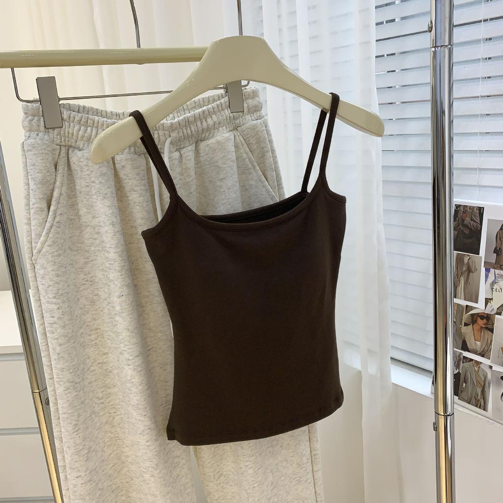 Camisole Vest for Women with Chest Cushion As The Base Fixed One-piece Cup Underwear