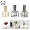 1pc Hollow Out Iron Art Golden Vase, Home Living Room Transparent Simulation Flower Dried Flower Arrangement Container Art Gifts