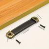 1pc Leather Furniture Drawer Handles, Wardrobe Door Handles, Vintage Dresser Table Kitchen Cabinet Pull Built-in Iron Brown Handle