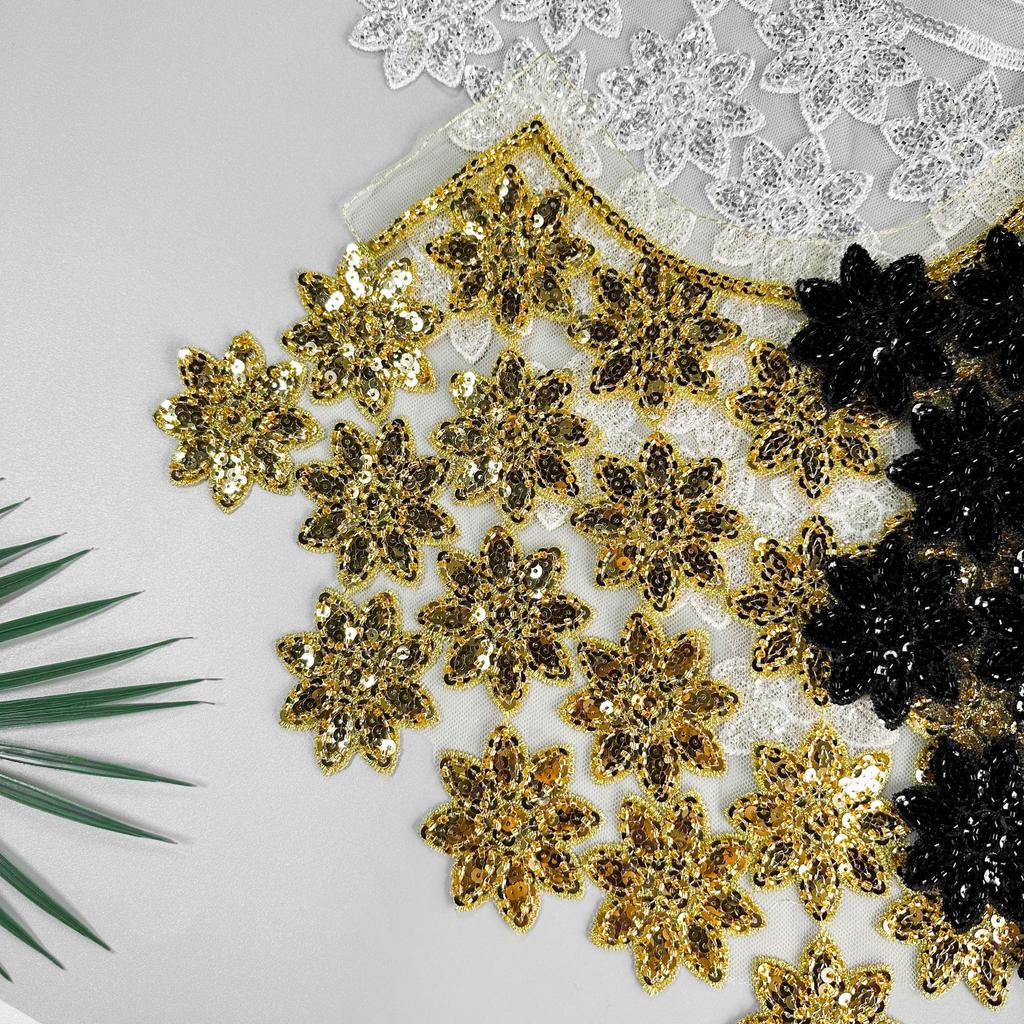 Exquisite Schwerindustrie Stern Pailletten Dekorative Stoffaufkleber Kleidung Kleid Performance-Kleidung Hochzeitsaccessoires Vorderkragen Stoffaufkleber