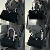Black Bag Pu Leather Handbag With Zipper Closure And Card Pocket For Daily Use