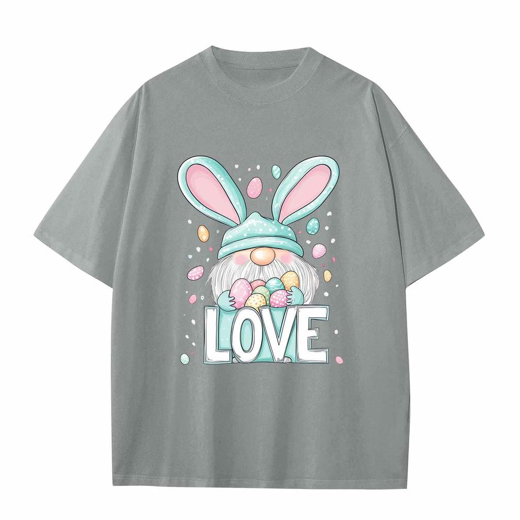 Boys And Girls Casual Loose Easter Print T-Shirt Round Neck Pullover Short Sleeve Top