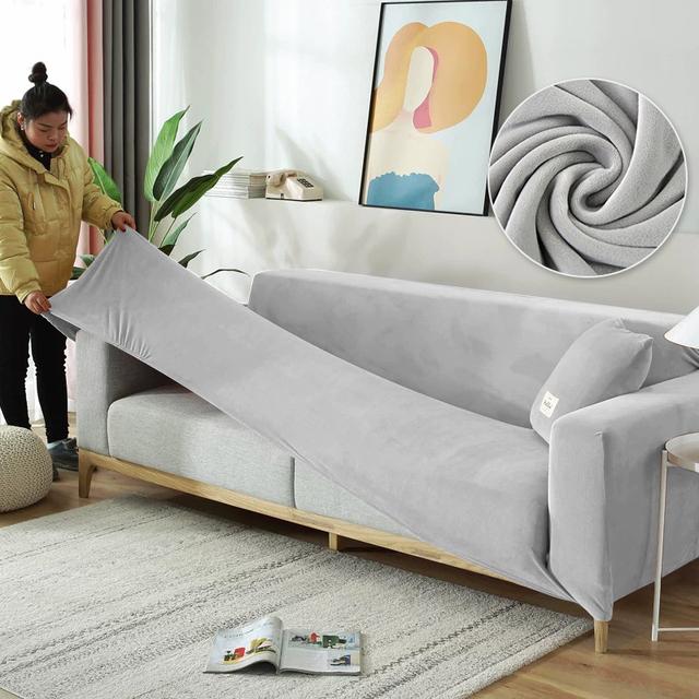 Elastic Velvet Sofa Slipcover Stretch L-Shape Corner Sectional Couch Cover Furniture Protector Soft Durable