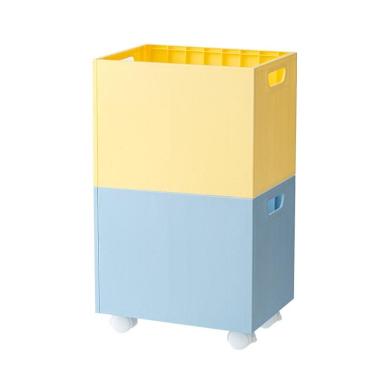 Big Mobile Storage Basket Container With Smooth Wheels Movable Storage Box Perfect For Kids Items Clothes And More жёлтый/синий