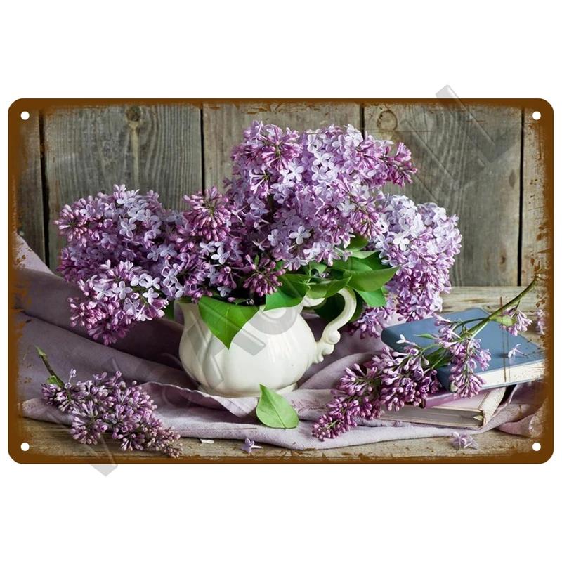 Retro Flowers Bird Metal Sign Garden Decorations Wall Art Mural Vintage Tin Sign Home Plate Room Decor Garden Painting Gift F